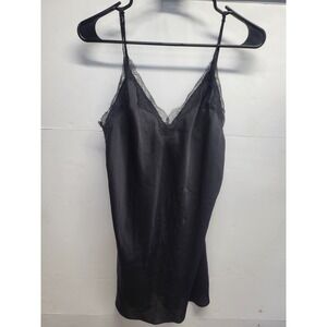 Victorias Secret Black Lace Trim Slip Camisole Tank Top Size M